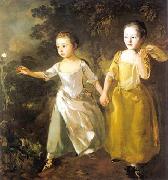 Thomas Gainsborough The Painter Daughters Chasing a Butterfly Spain oil painting artist